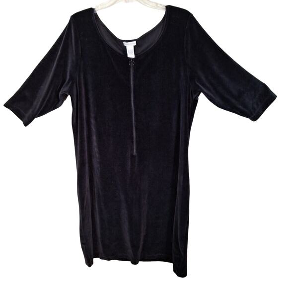 Vintage Doncaster Stretch Velour Shift Dress w/ Zipper Goth Women Size 1X - Picture 3 of 7